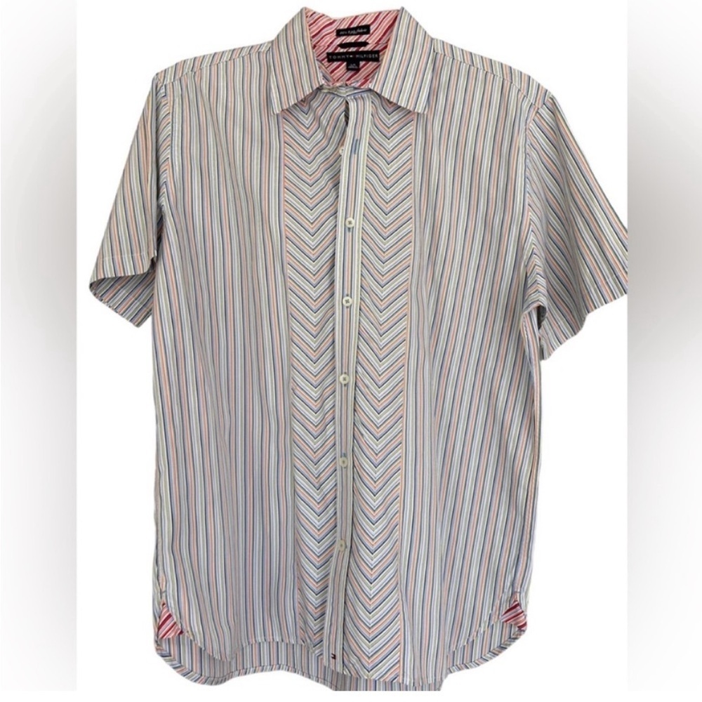 Tommy Hilfiger men's striped short sleeve shirt size L